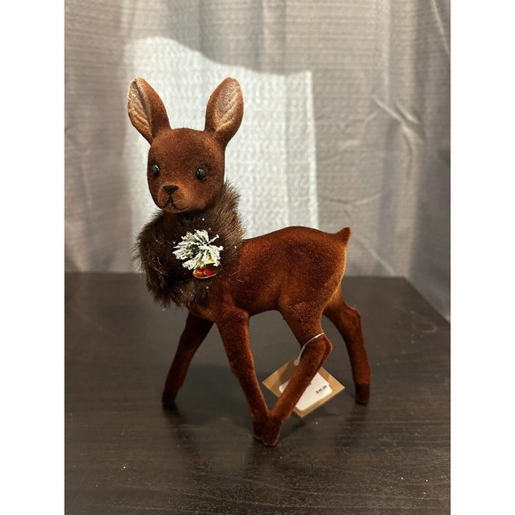 INO SCHALLER "BROWN HOLIDAY 9" DEER w/ FAUX FUR & BELL" * NEW * - Picture 1 of 5